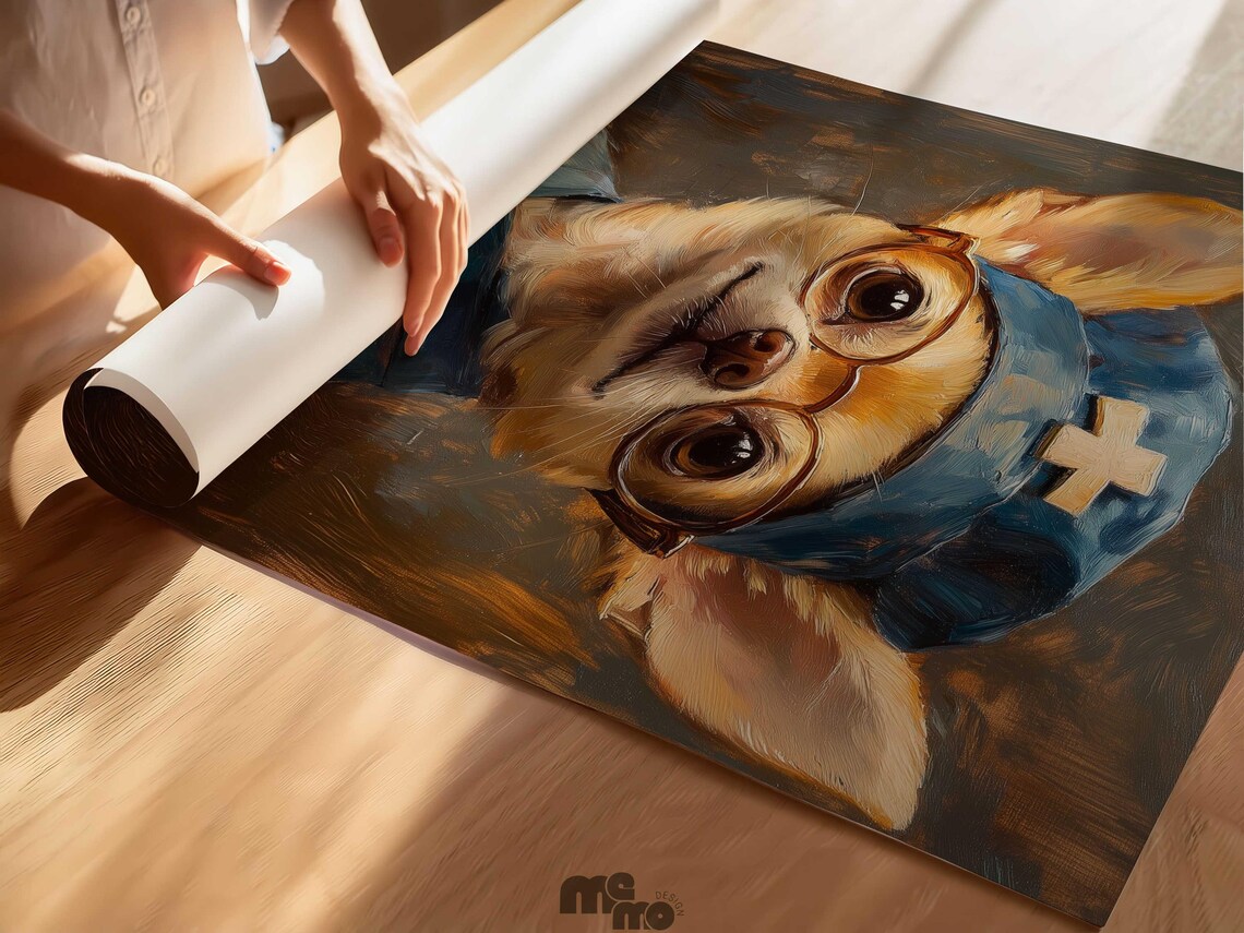 Chihuahua Nurse Funny Dog Pet Portrait Art Print - Image 5