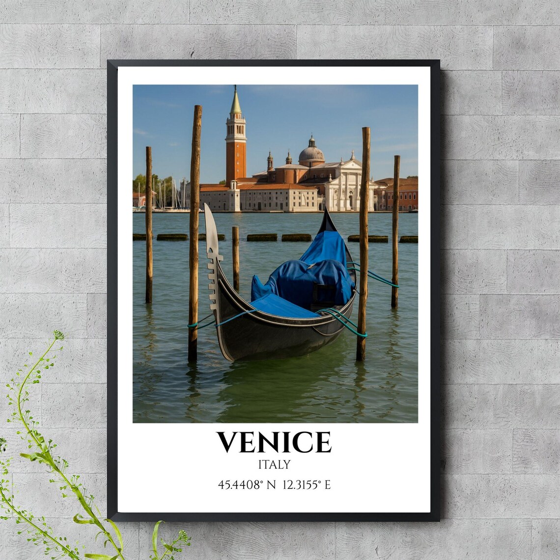 Venice Italy Moored Gondola Grand Canal Travel Photography Poster