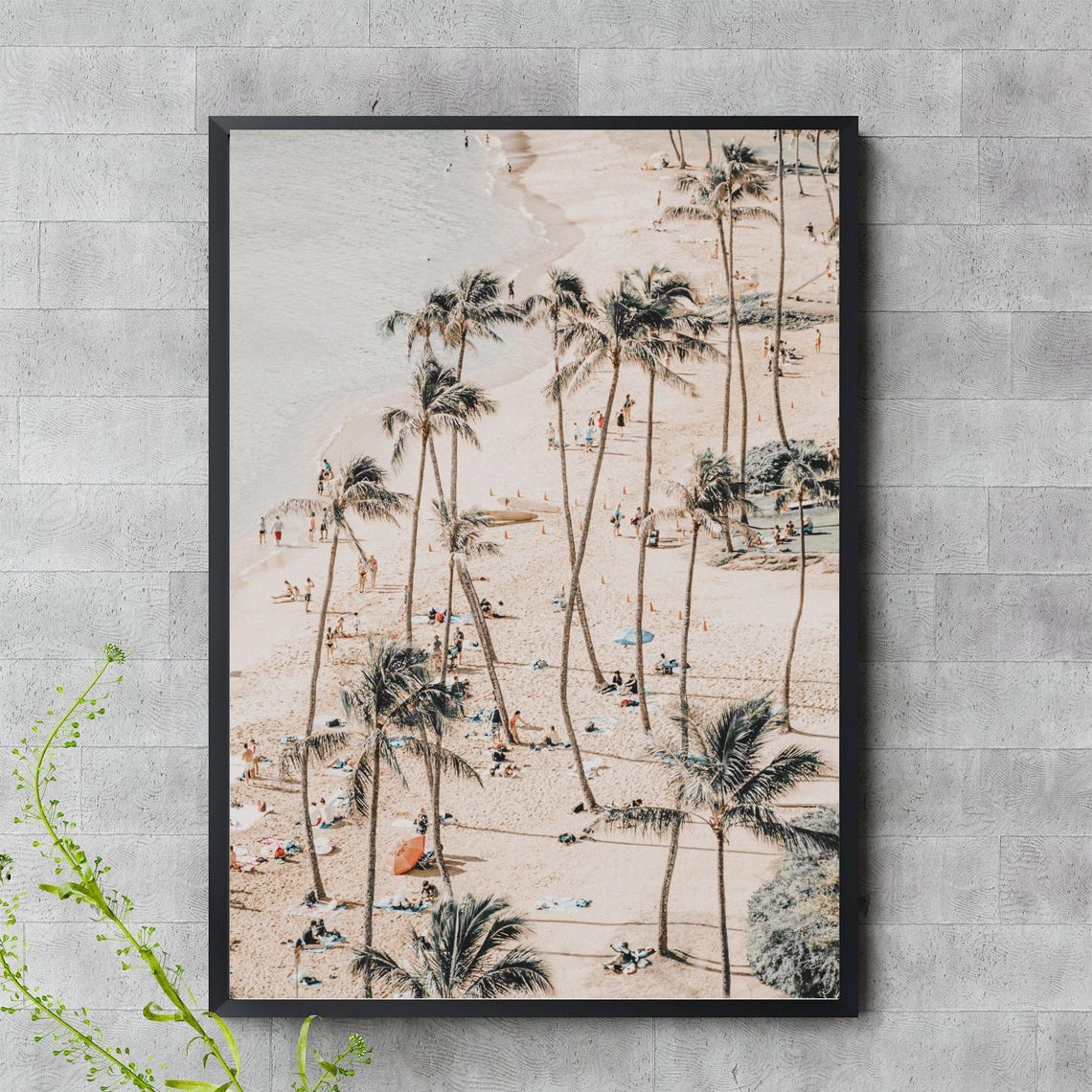 Waikiki Beach Wall Art Tropical Palm Trees Photography Print