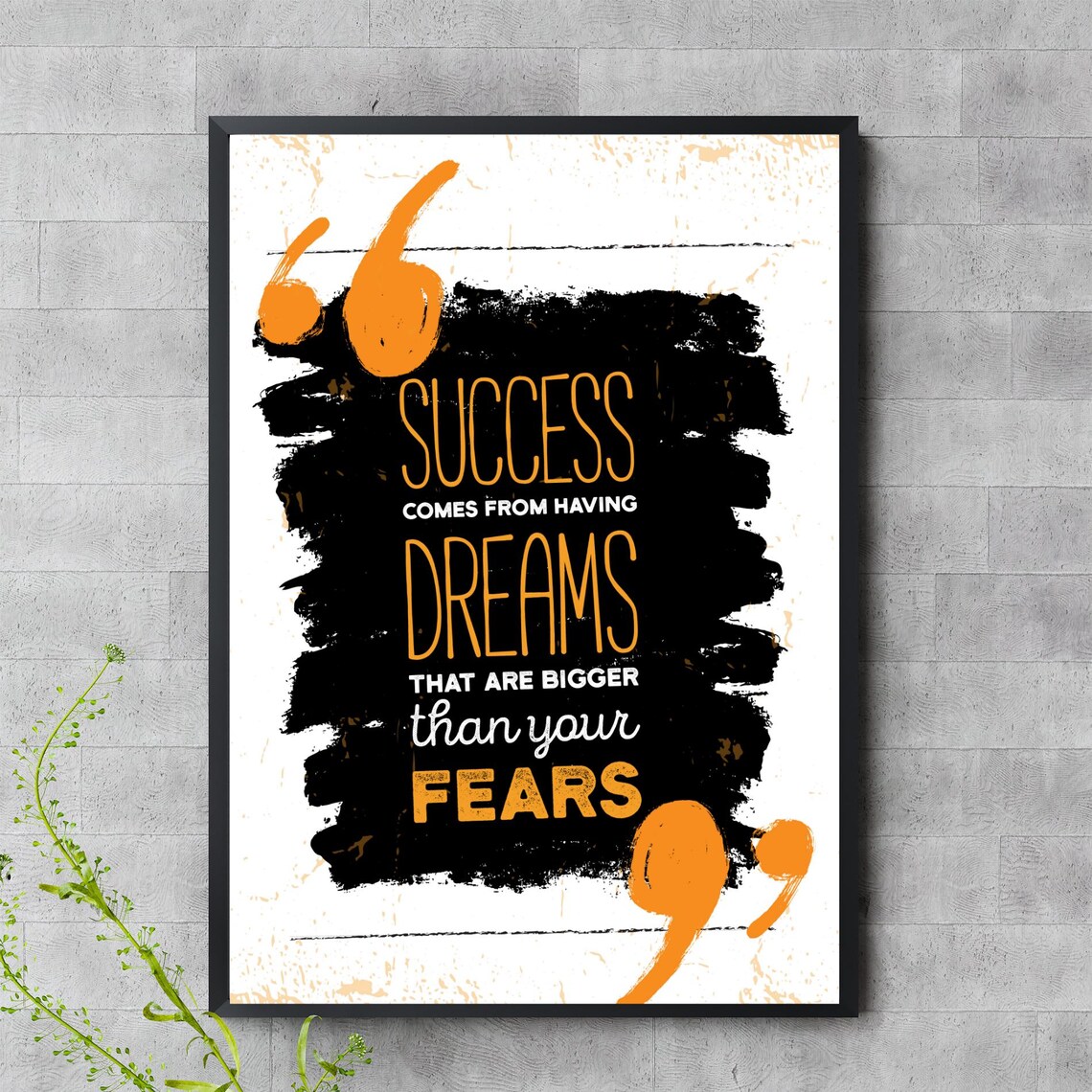 Success Dreams Fear Quote Motivational Wall Art Bold Typography Poster