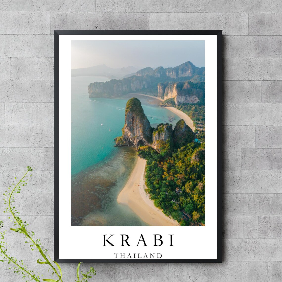 Krabi Thailand Aerial Beach Photo Limestone Cliffs Turquoise Bay Poster