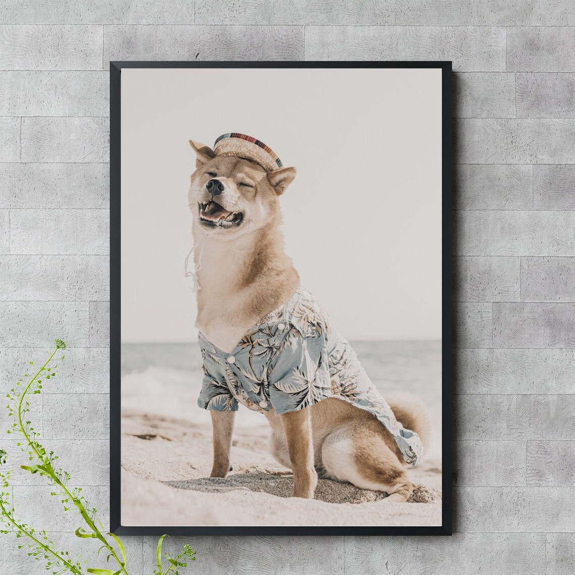 Funny Shiba Inu Hawaiian Shirt Beach Dog Tropical Photo Print