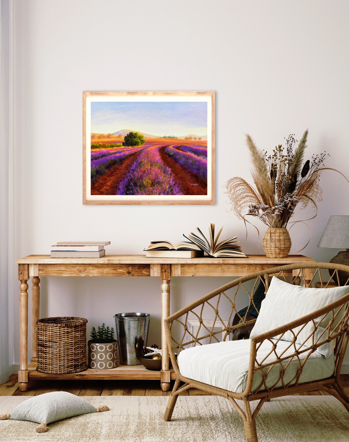 Lavender Fields in Provence, French Landscape Art Print - Image 3