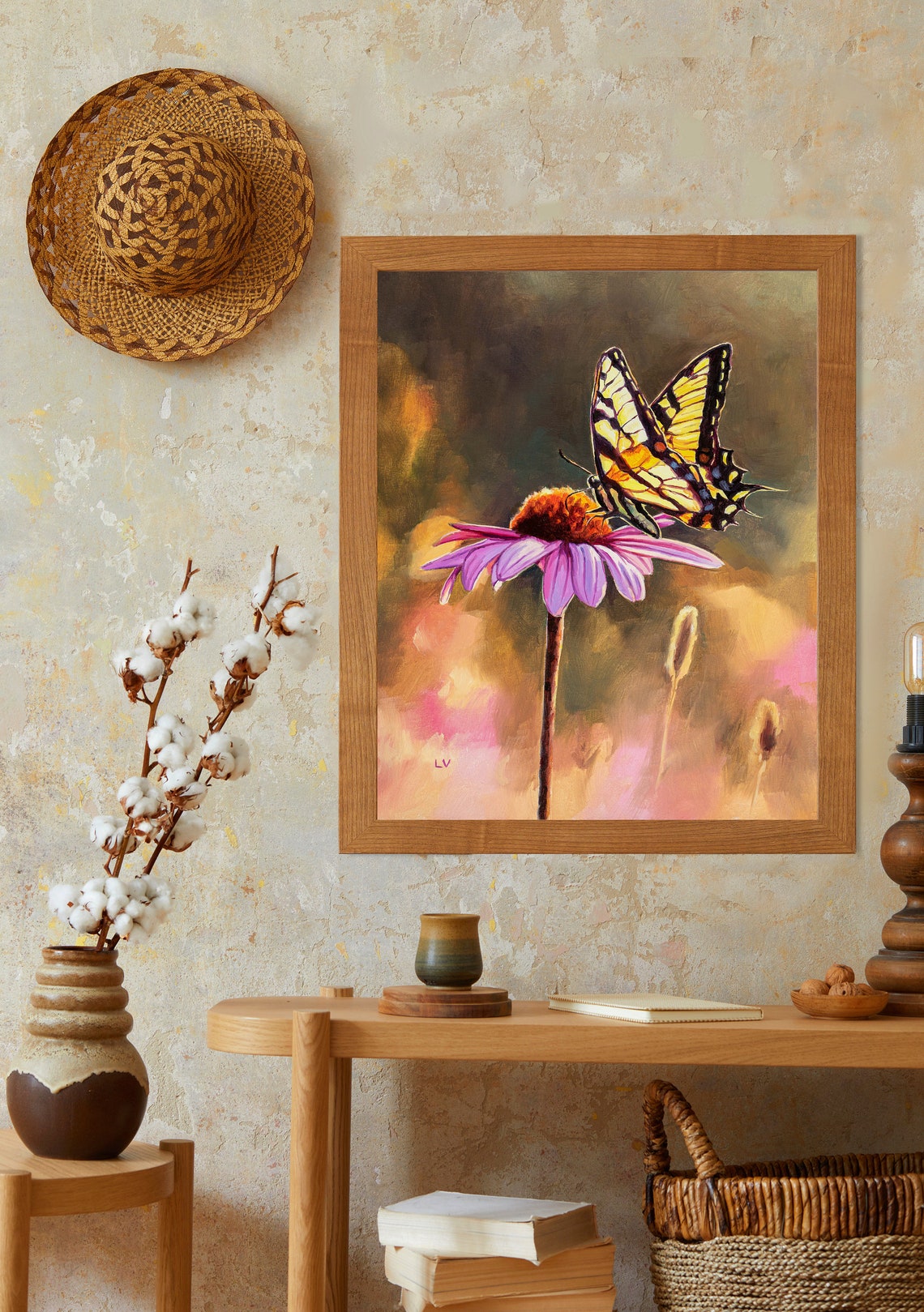 Tiger Swallowtail Butterfly Print Purple Coneflower Art Butterfly On Pink Flower Painting Papilio Glaucus Spring Wall Art Gift For Mom - Image 4