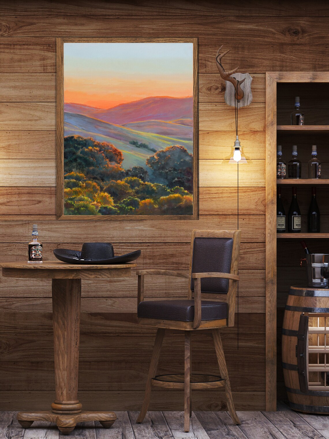 California Hills Sunset Landscape Oil Painting Art Print - Image 6