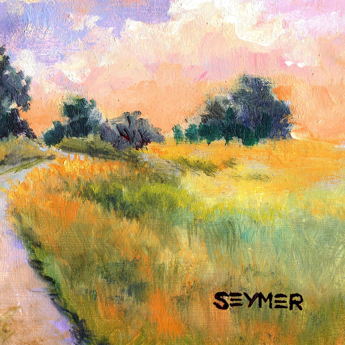 Countryside Painting Original Path Trees Clouds Artwork Alabama Landscape Oil Painting Summer Scene Mini Art Framed Cabin Decoration - Image 2