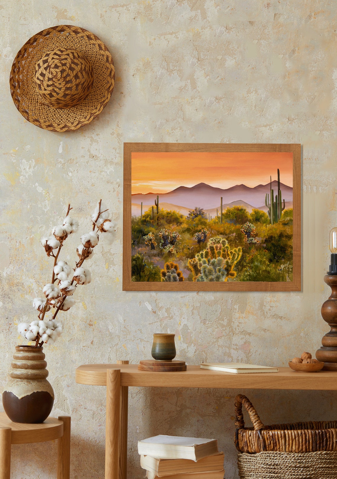 Sonoran Desert Sunset With Saguaro And Cholla Cacti Landscape Poster - Image 3