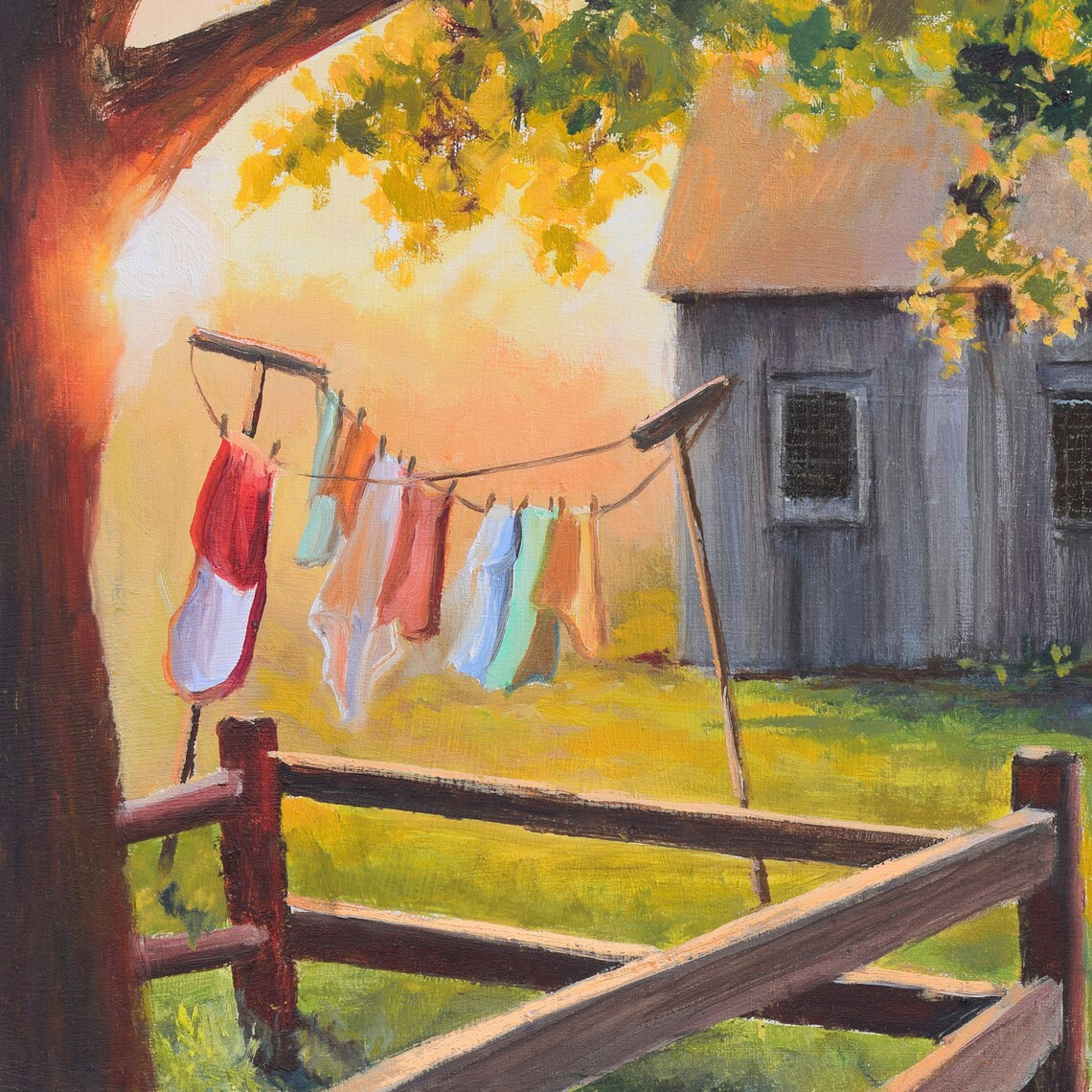 Barn Landscape Oil Painting Art Print, Rustic Farm - Image 5