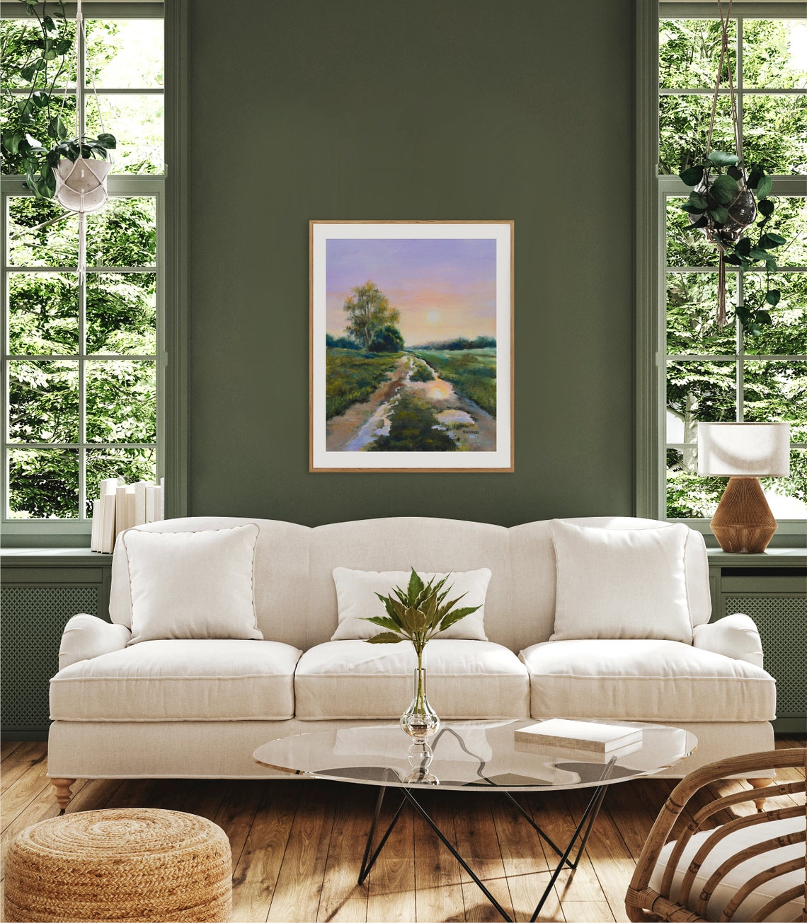 Country Landscape Sunset Print Countryside Oil Painting Path After Rain Rainy Field Country Road Artwork Farmhouse Art Living Room Decor - Image 2