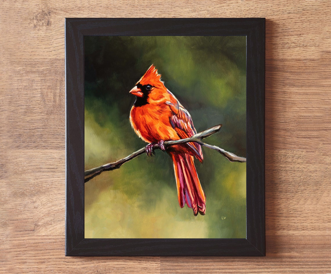 Northern Cardinal Red Bird Perched On A Branch Bird Lover Poster - Image 6
