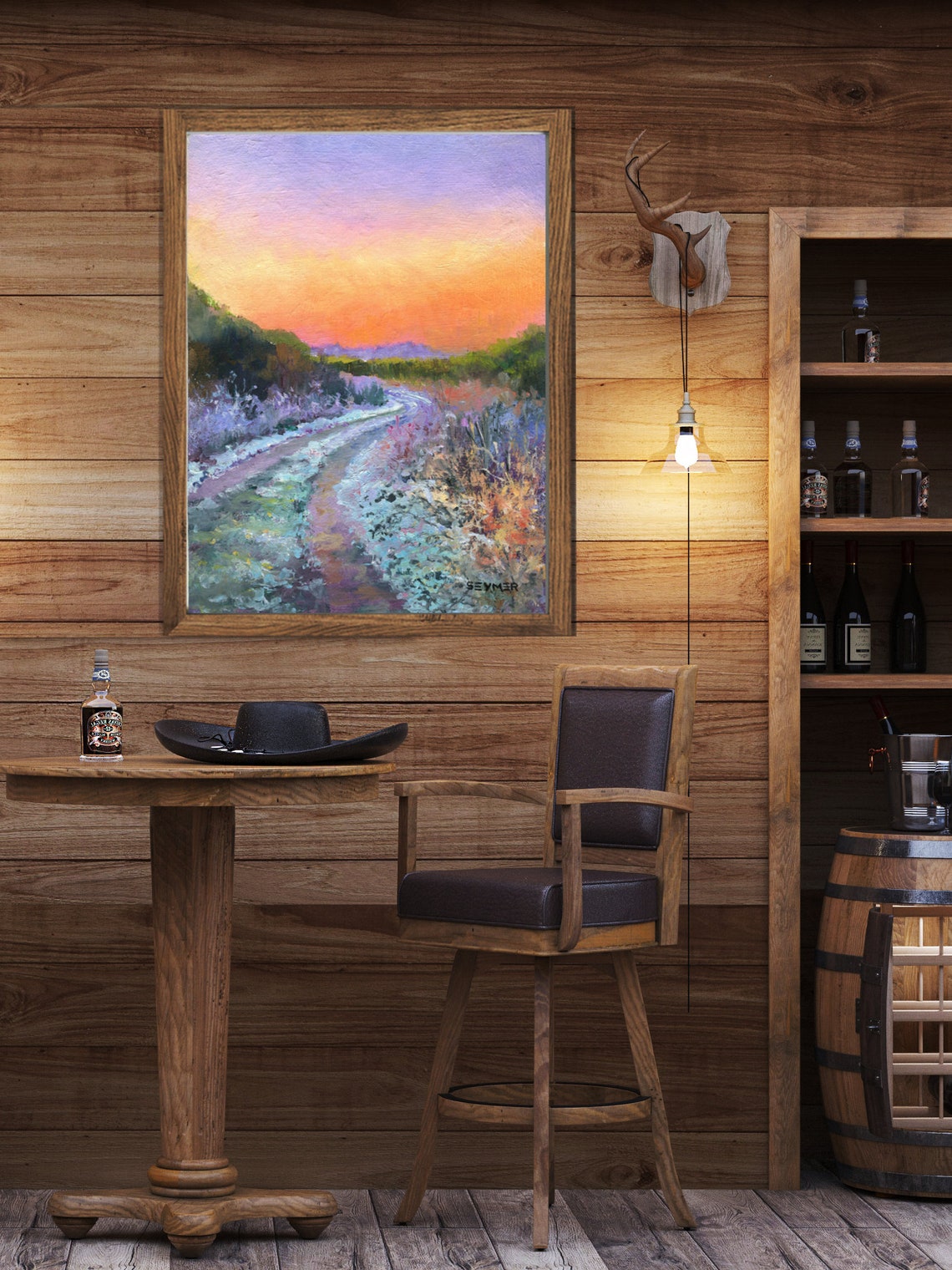 Snowy Country Road Winding through Winter Woods at Sunset Poster - Image 3