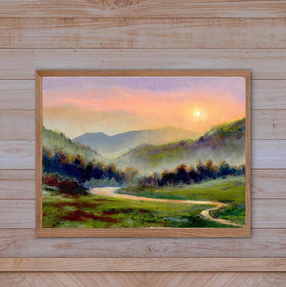 Misty Pines Panoramic Country Landscape Art Print