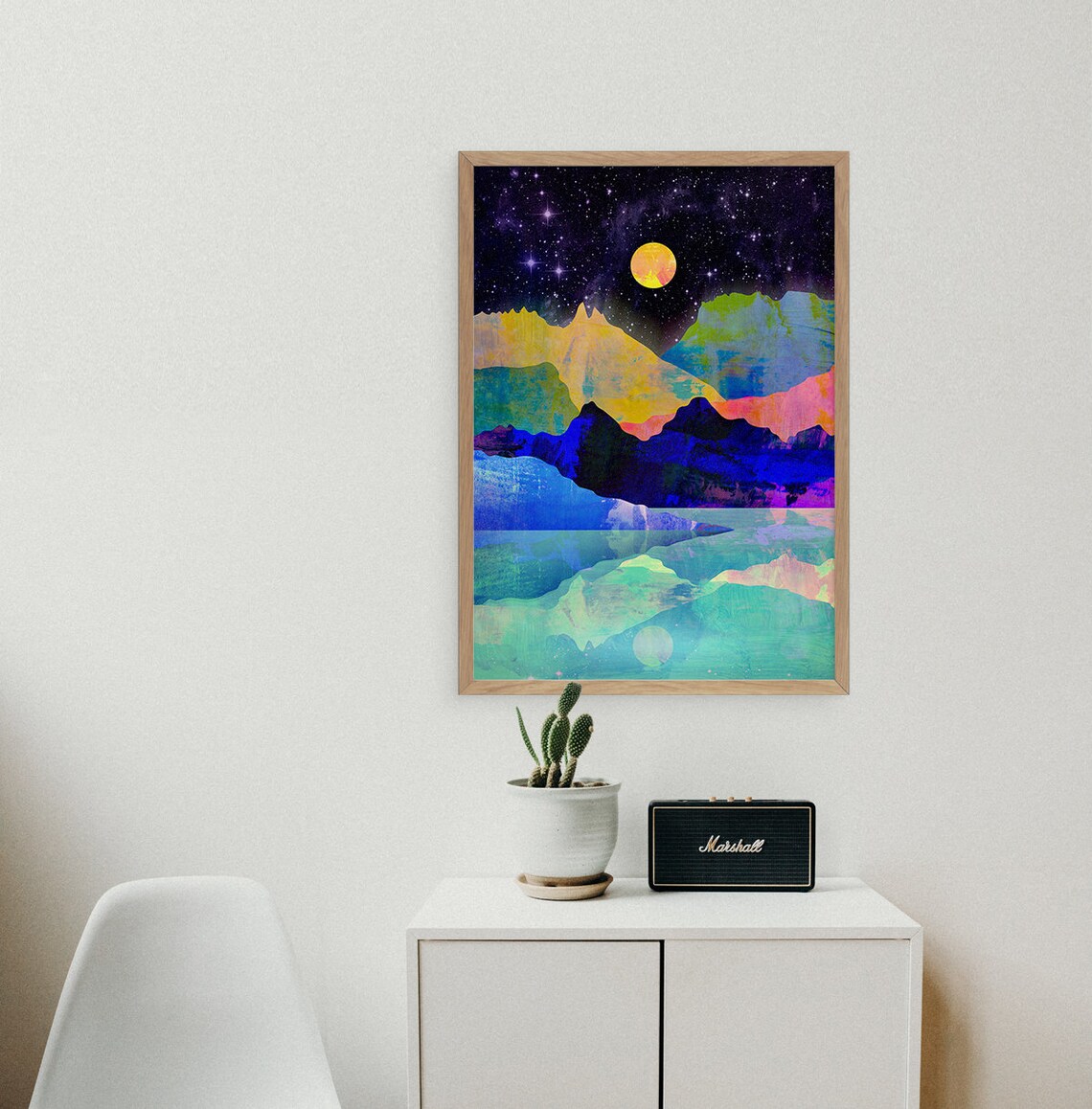 Moon And Mountains Landscape Art Print - Image 4