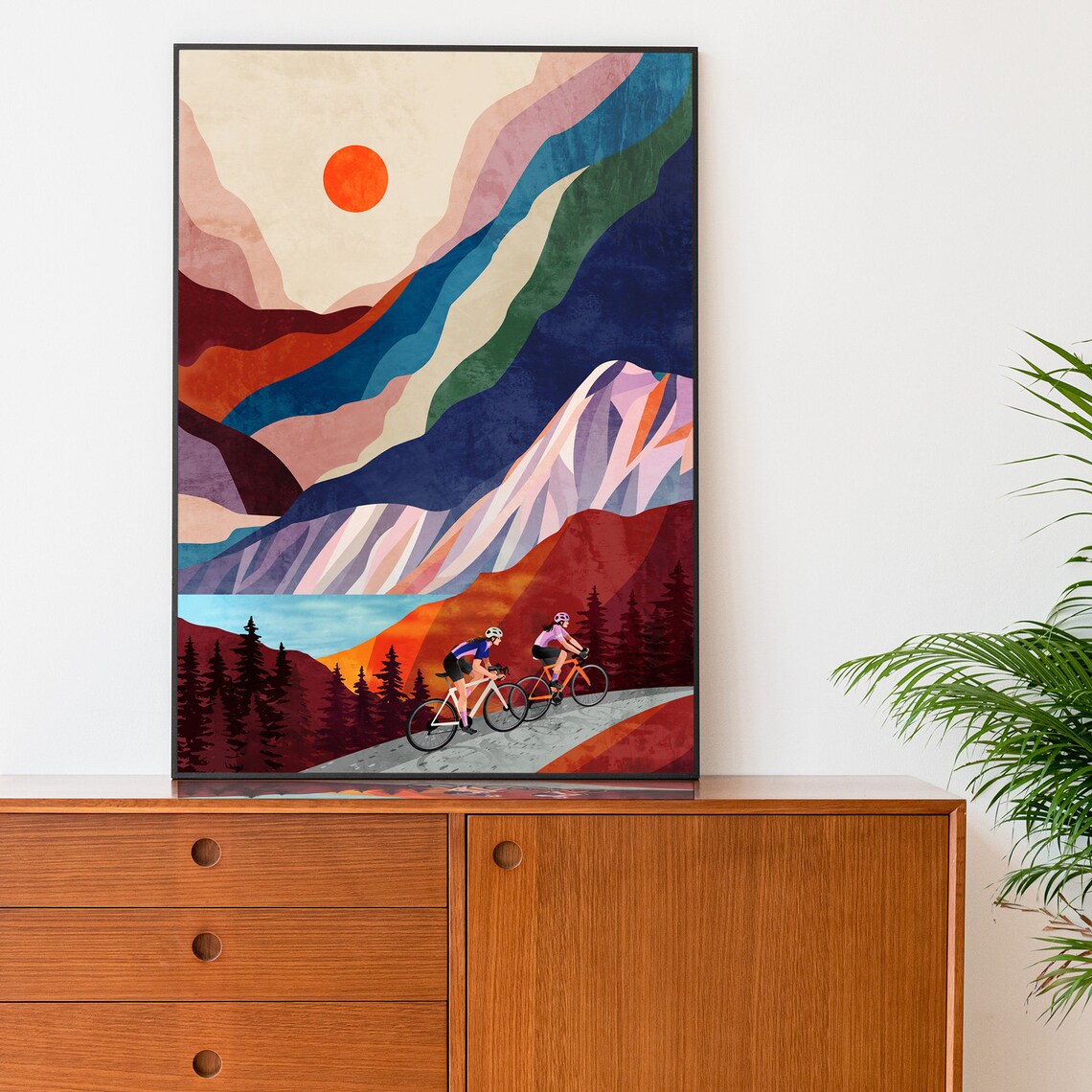Cycling Friends Art Print, Gift for Female Cyclists - Image 4