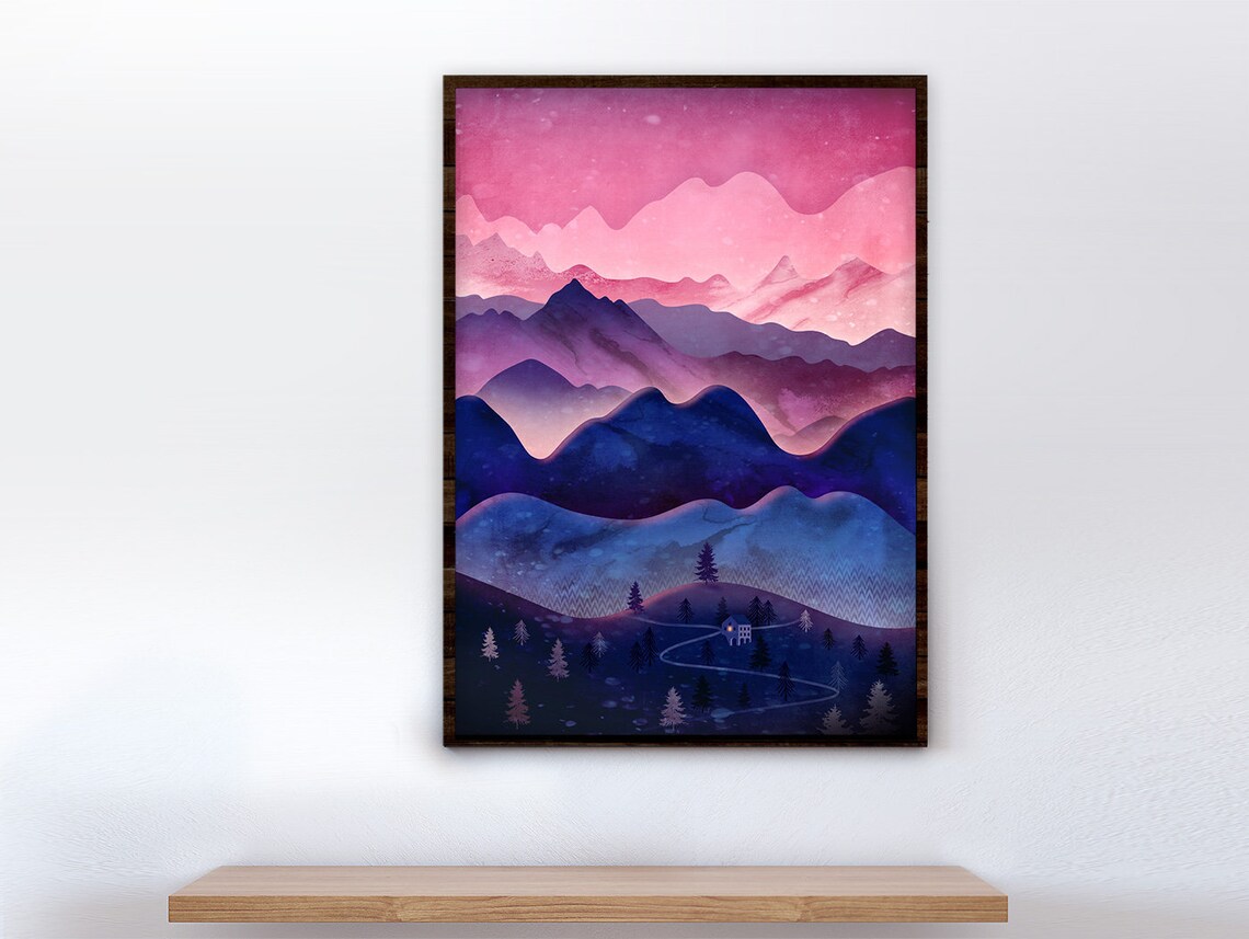 Mountain Landscape Art Print, Home Decor Poster - Image 2