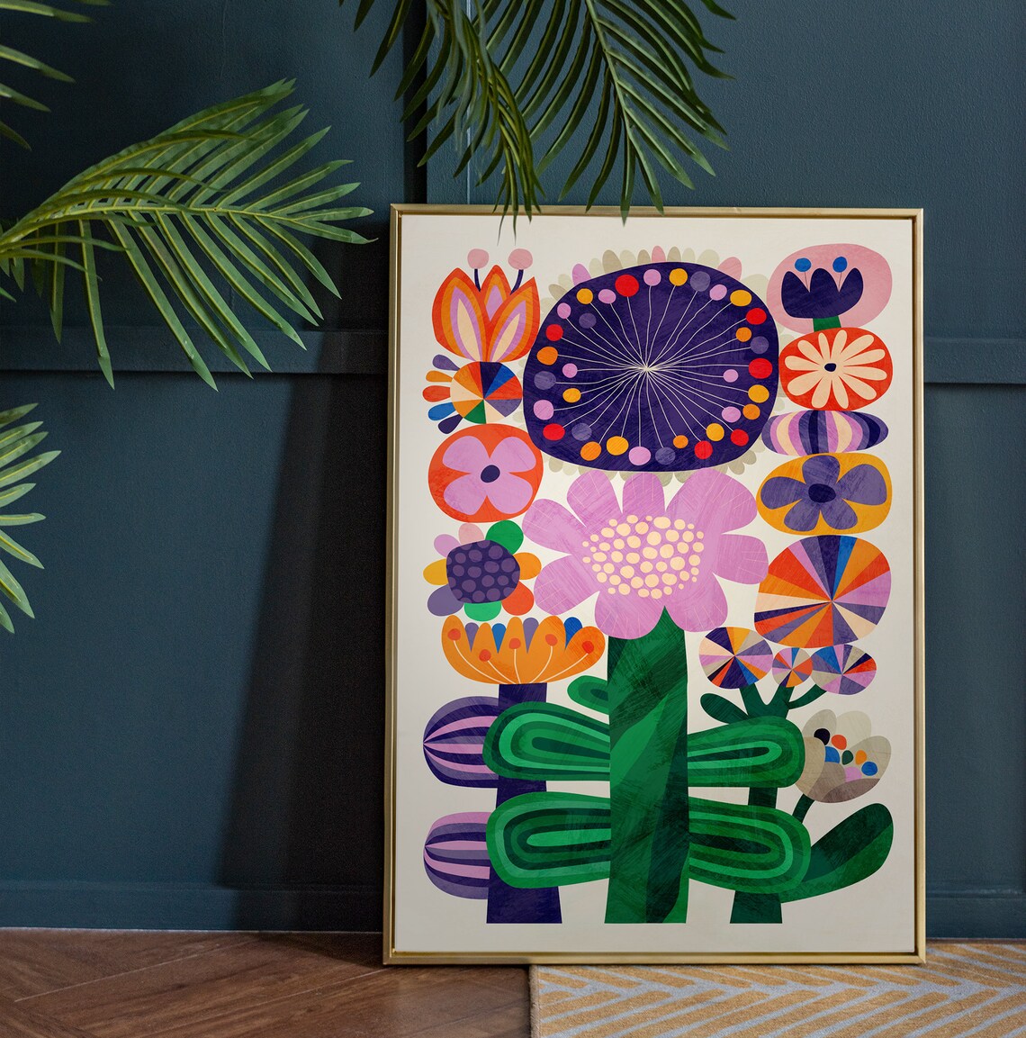 Summer Flowers Art Print, Folk-Motif Home Decor - Image 4
