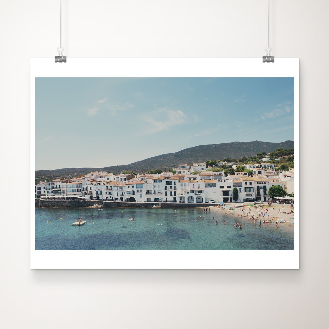 Cadaques Spain Mediterranean White Village Beach Coastal Poster