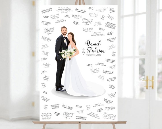 Daniel and Sabrina Wedding Guest Book Couple Portrait Poster