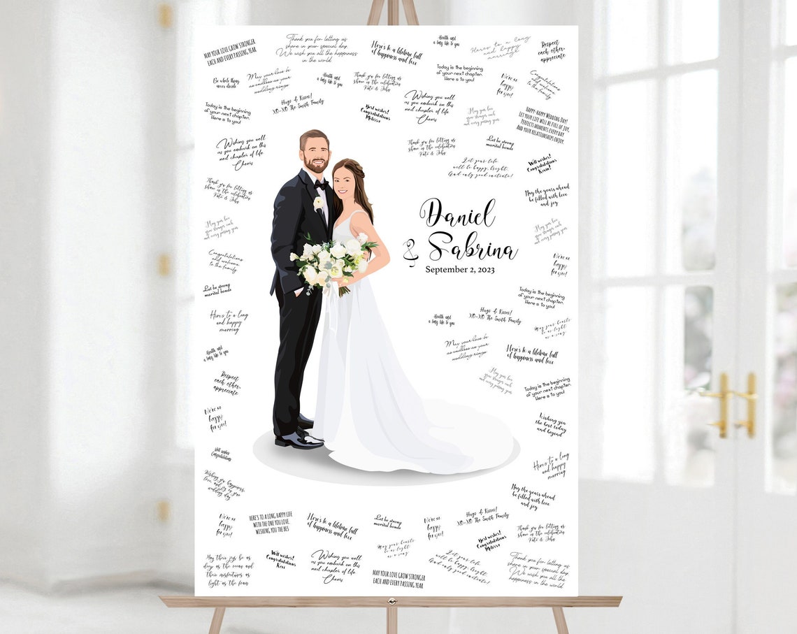 Daniel and Sabrina Wedding Guest Book Couple Portrait Poster