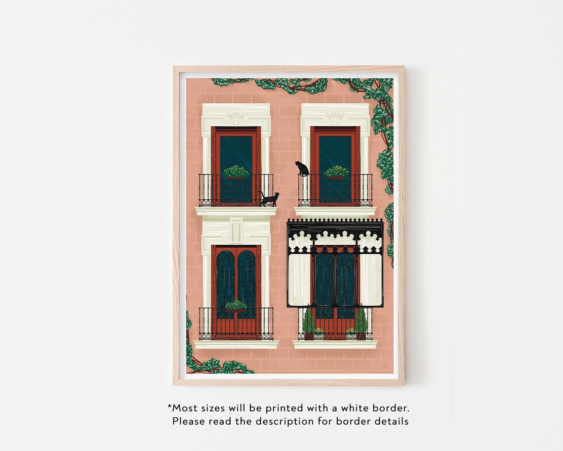 Madrid Plaza Mayor Black Cat Art Print - Image 2