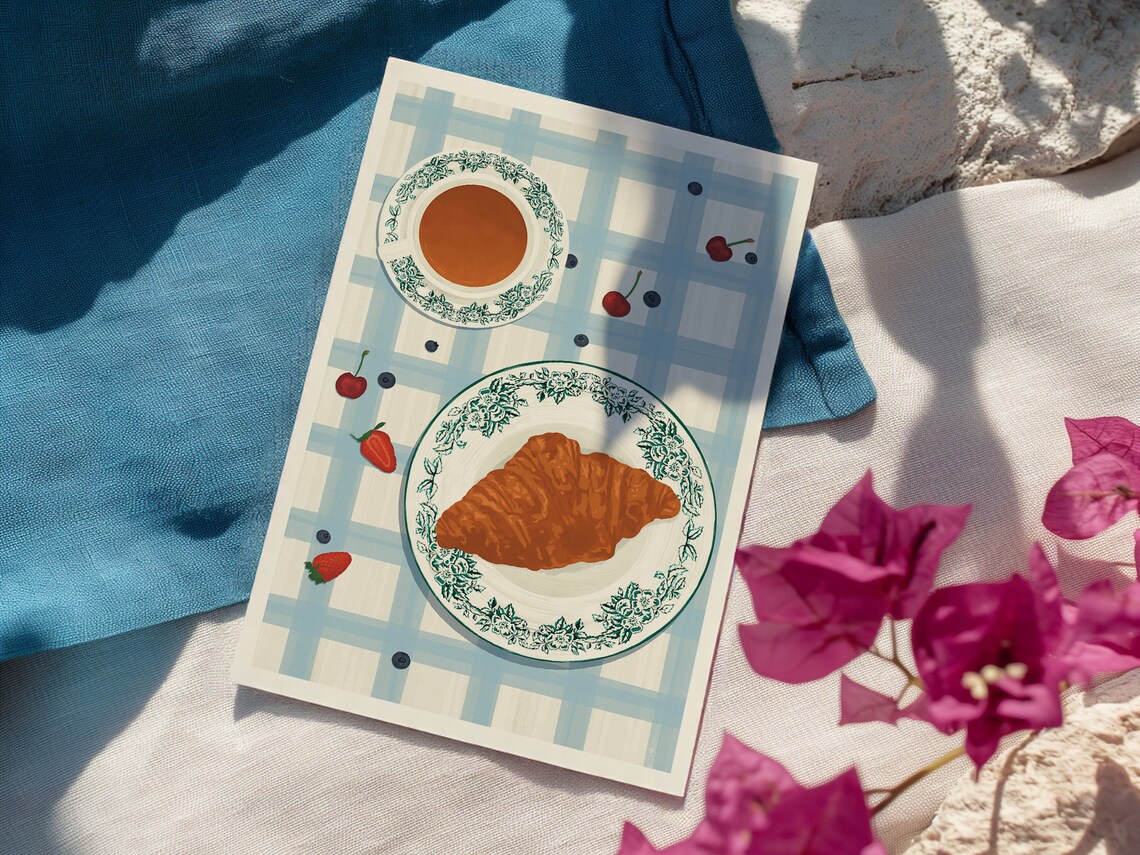 Croissant Poster Print, French Food Art - Image 3