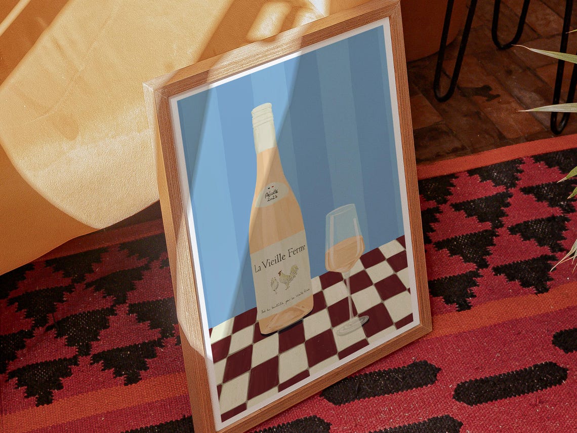 Chicken Wine Poster Print, Home Bar Wall Art - Image 2