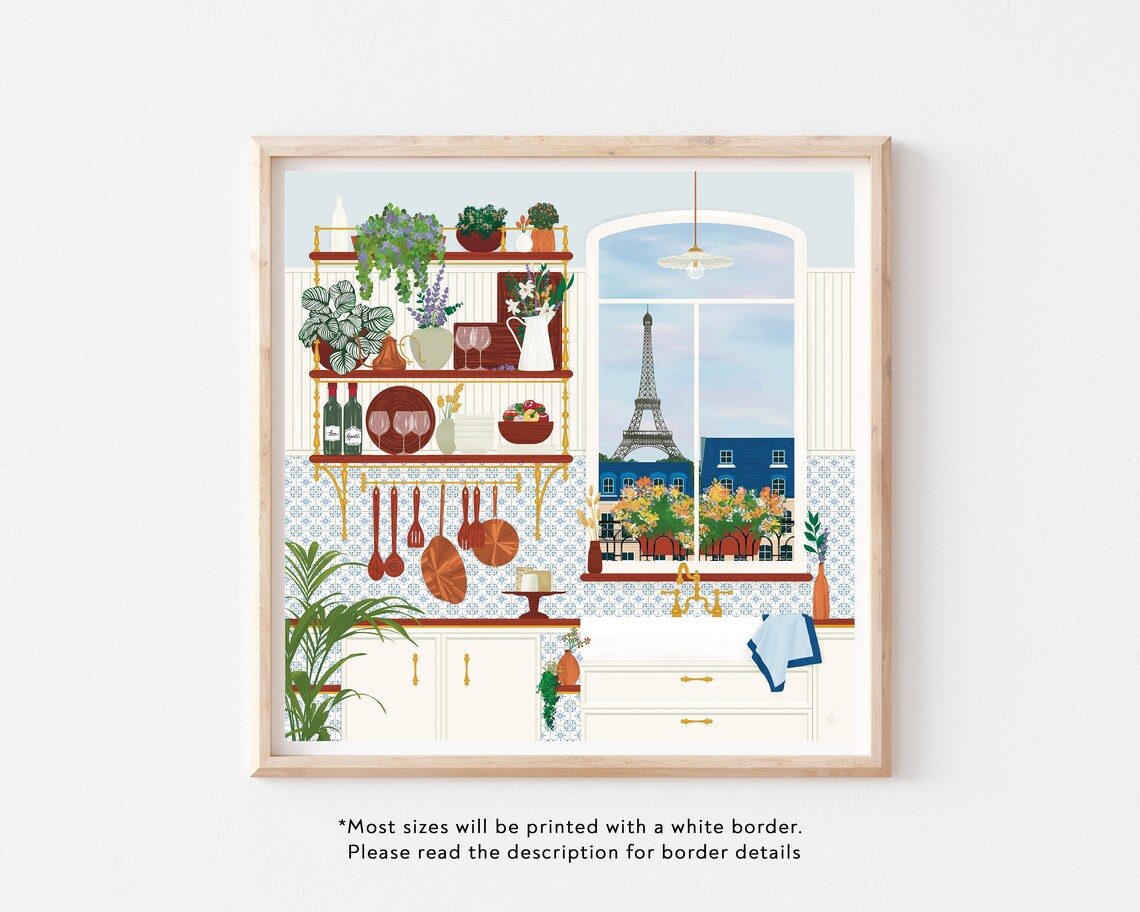 Paris Roofs Vintage French Kitchen Poster, Travel Poster - Image 2