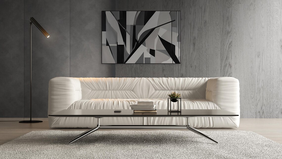 Monochromatic Abstract Wall Art, Contemporary - Image 3