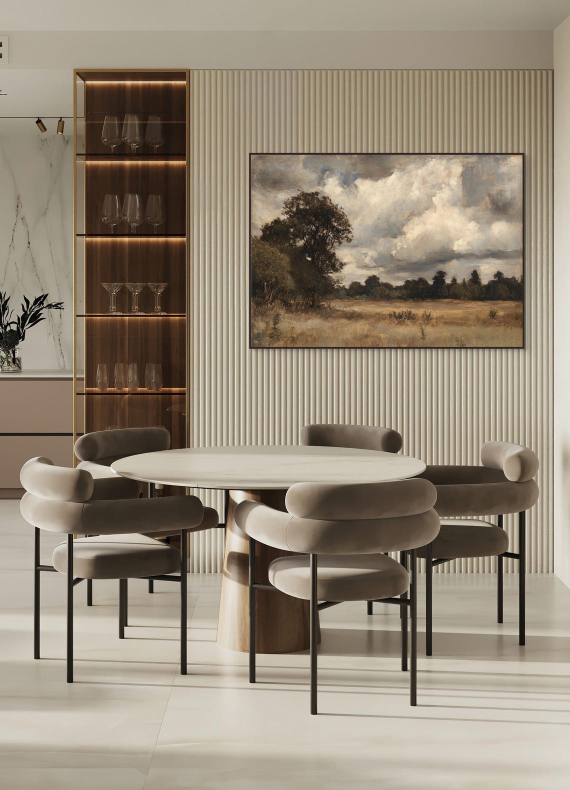 Warm Neutral Abstract Rolling Hills Earth Tone Modern Wall Art - Image 2