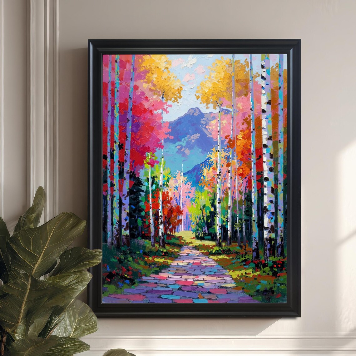Impressionist Aspen Grove Art Print, Autumn Forest