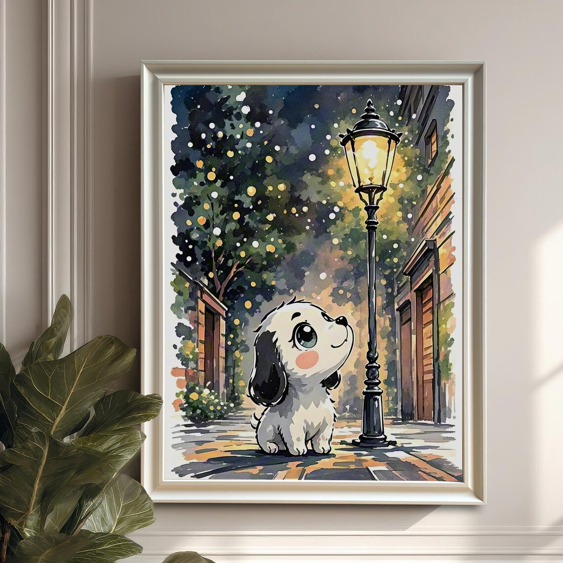 Puppy Watercolor Art Print, Whimsical Nursery Decor