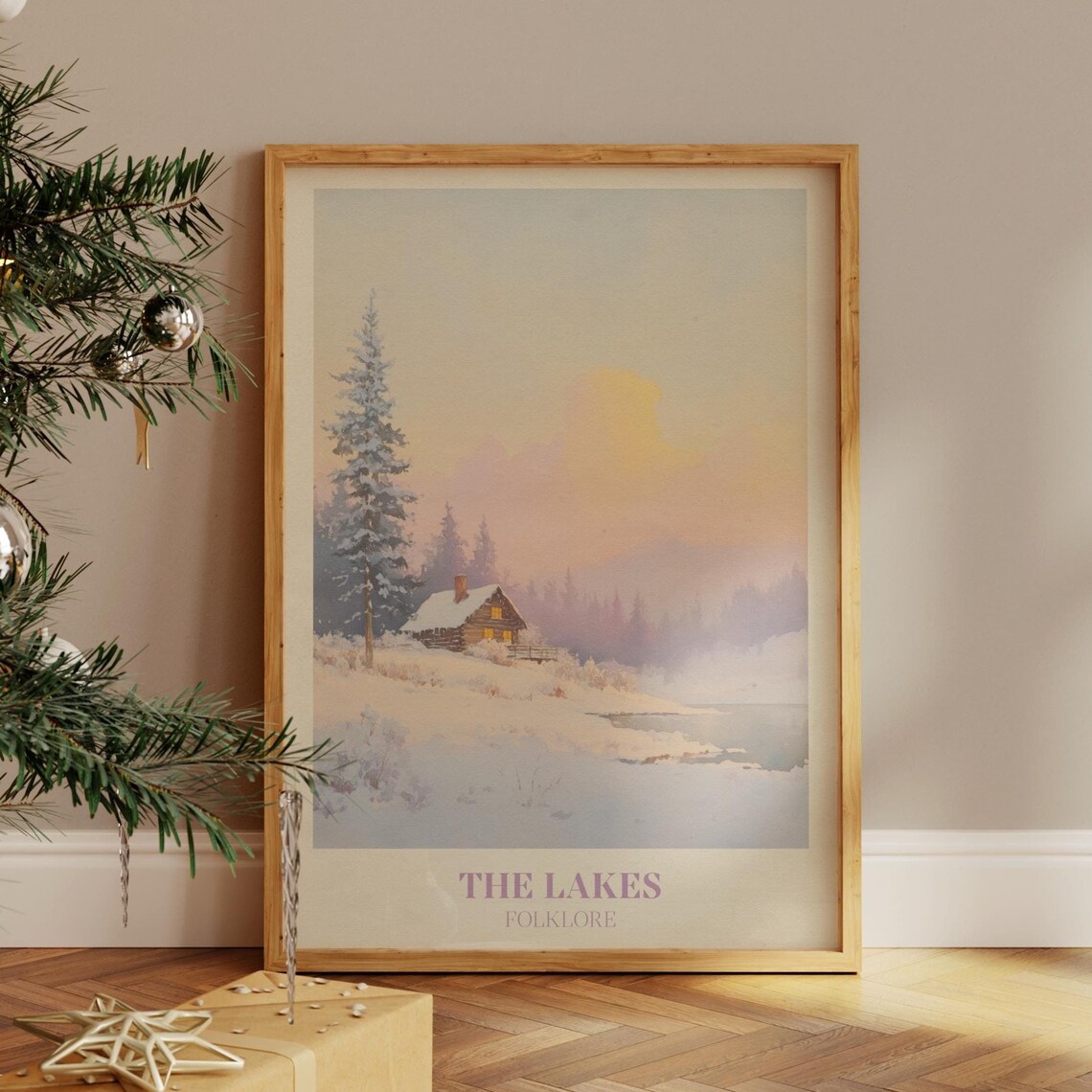 The Lakes Watercolor Christmas Art Print, Folklore
