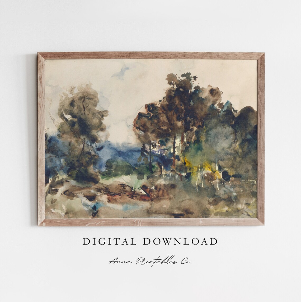 Impressionist Forest Watercolor Earth Tone Woodland Art Poster