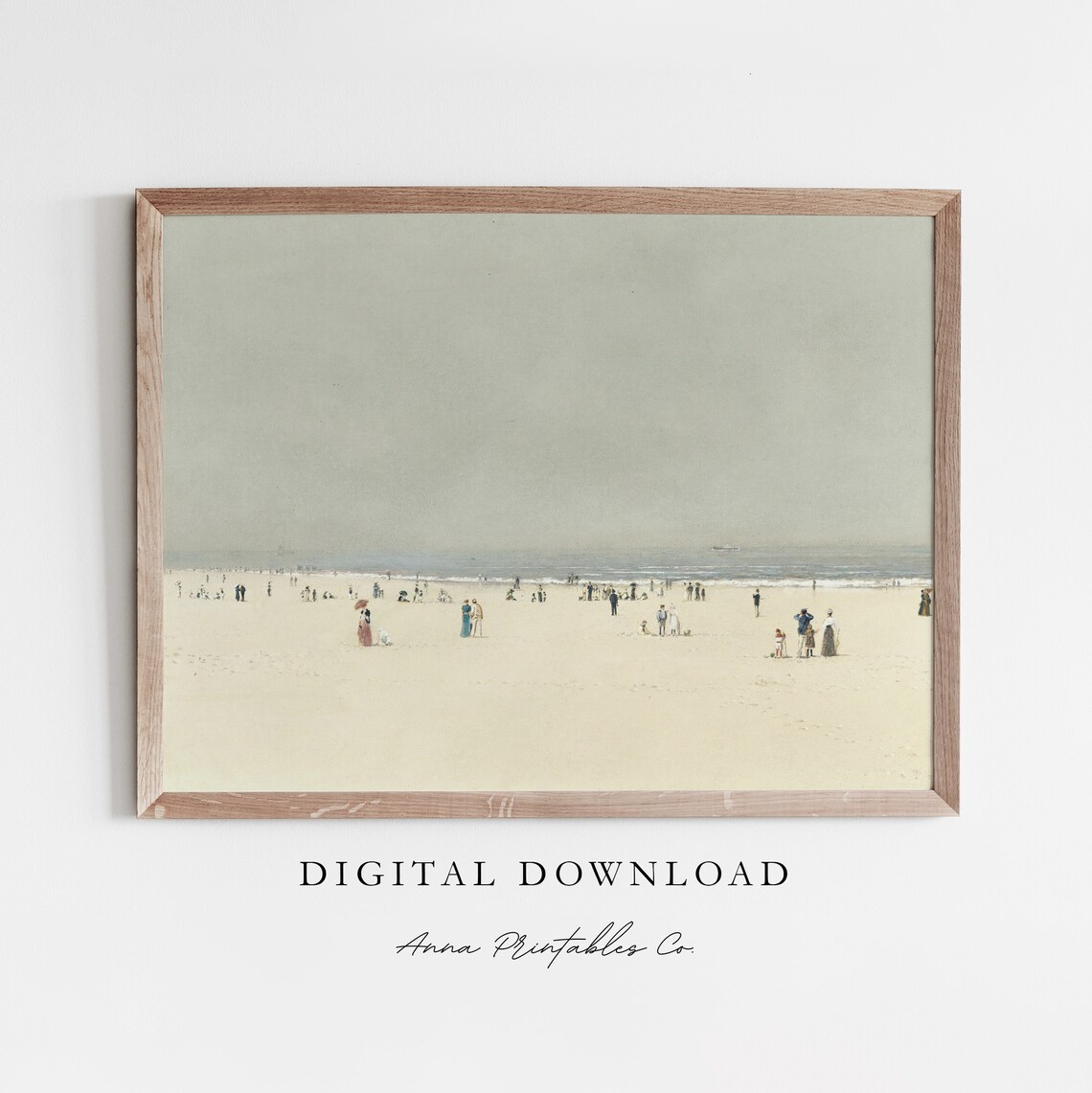 Hazy Day At The Beach Vintage Seascape Art Print