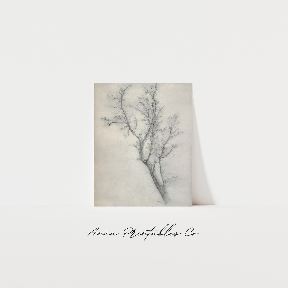 Bare Winter Tree Branches Minimalist Pencil Sketch Art Poster - Image 2