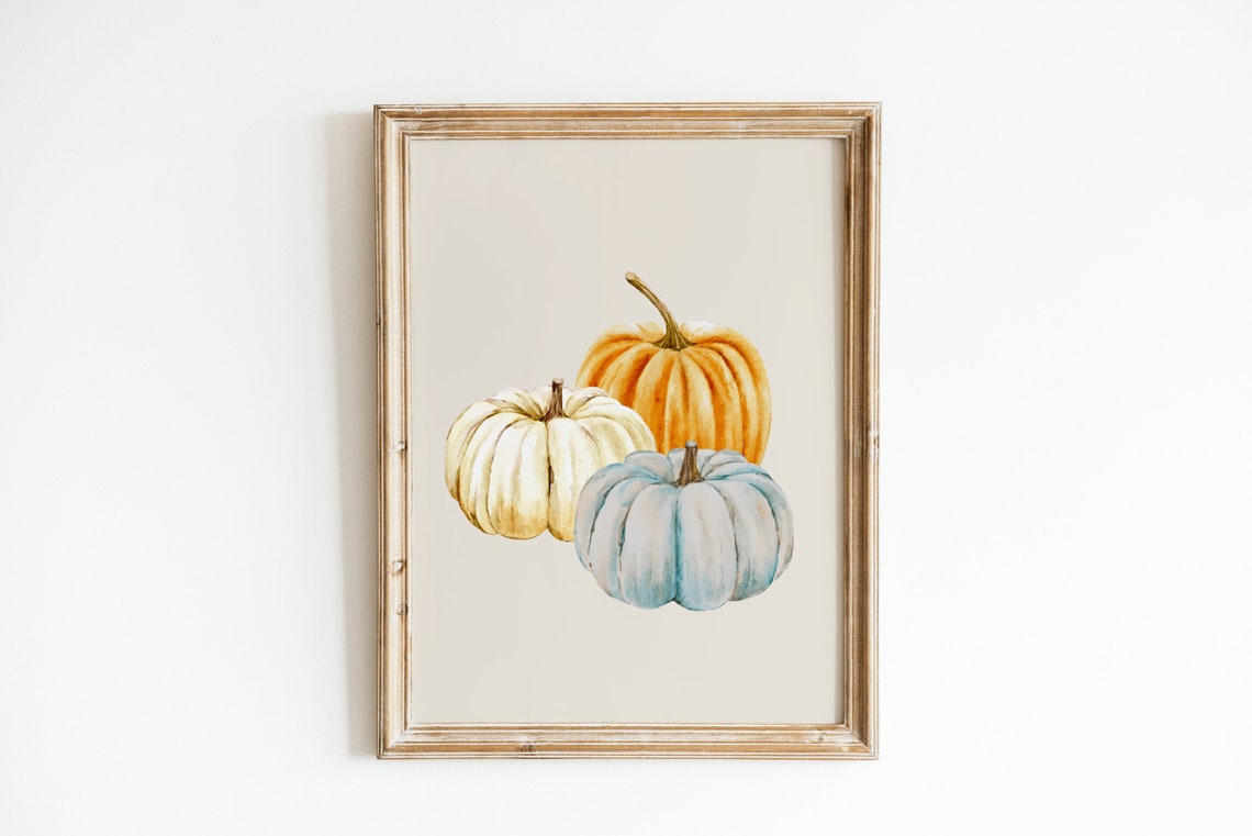 Watercolor Pumpkin Trio Rustic Fall Harvest Autumn Decor Poster - Image 2
