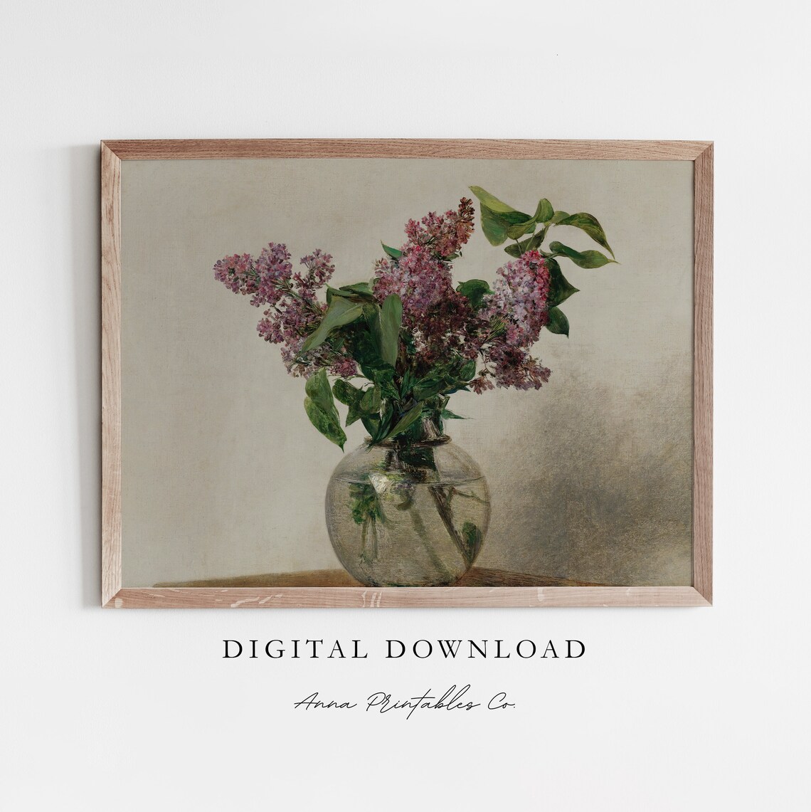 Purple Lilacs Glass Vase Still Life Vintage Floral Painting Poster