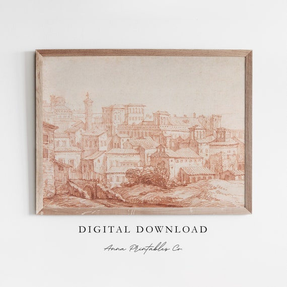 Sketch Of Rome Antique Italian Cityscape Art Print