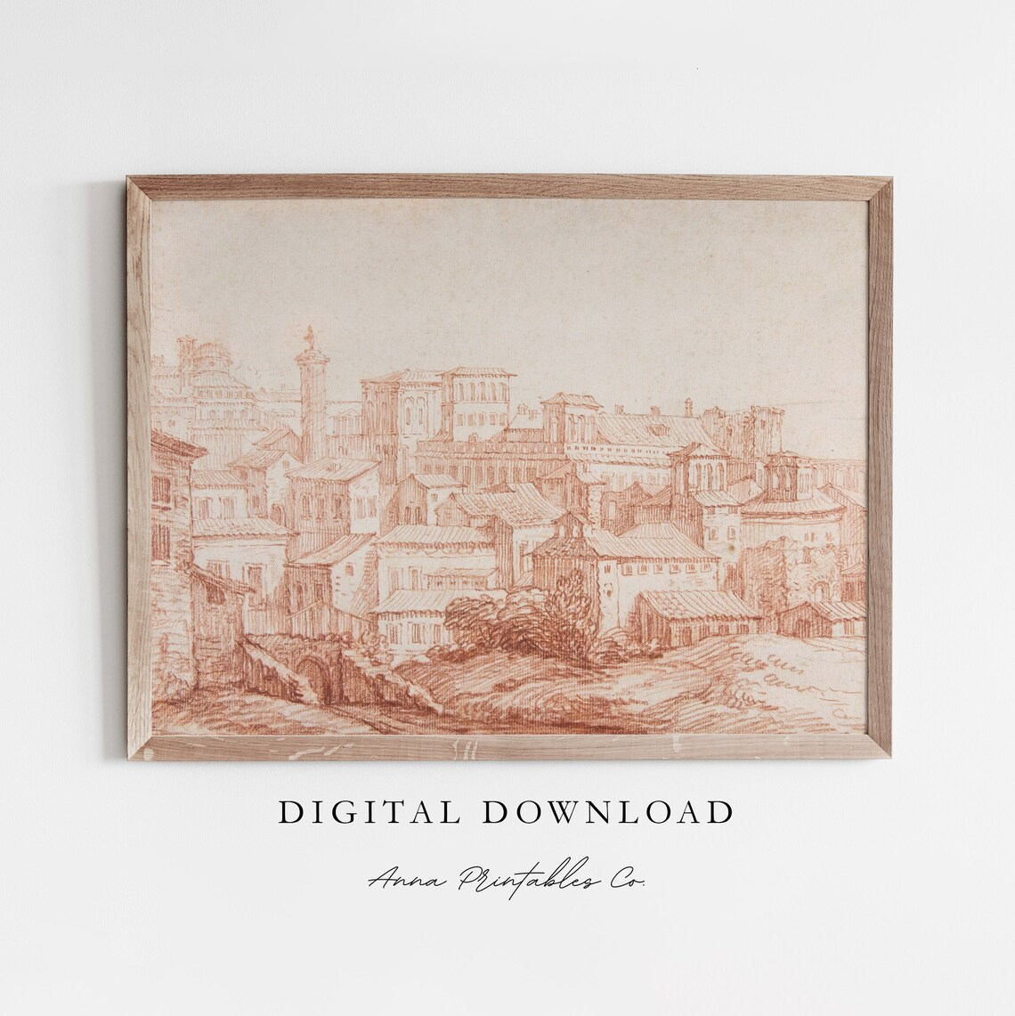 Sketch Of Rome Antique Italian Cityscape Art Print
