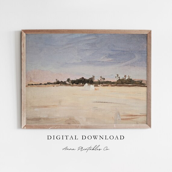 The Sahara Antique African Desert Painting For Vintage Abstract Landscape Wall Art Rustic Farmhouse Decor