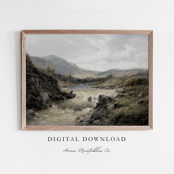 Scottish Highlands Vintage Mountain Landscape Art Print