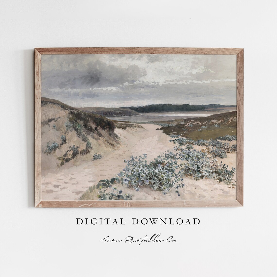 Road By The Lake Vintage Landscape Art Print