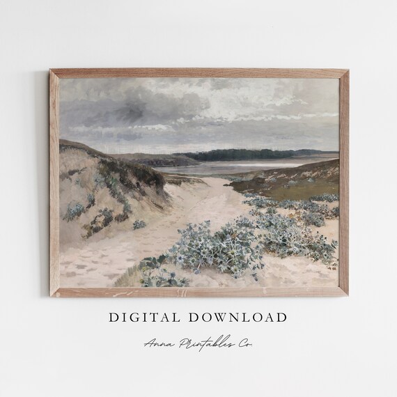 Road By The Lake Vintage Landscape Art Print