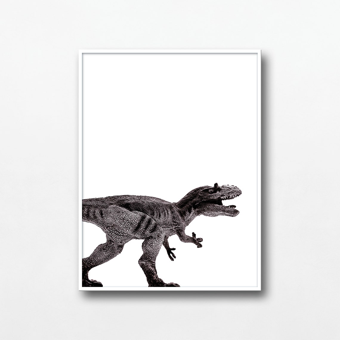 T Rex Dinosaur Toy Open Mouth Black White Kids Room Nursery Poster - Image 3