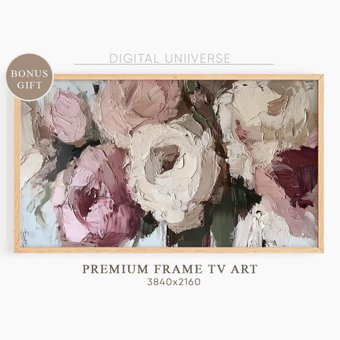 Blush Pink Peonies Close Up Impasto Floral Painting Wall Art
