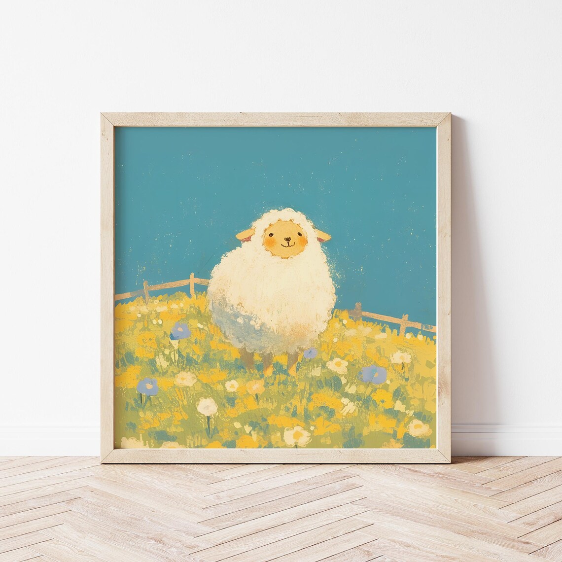 Fluffy Sheep Illustration, Nursery Farm Art Print - Image 2