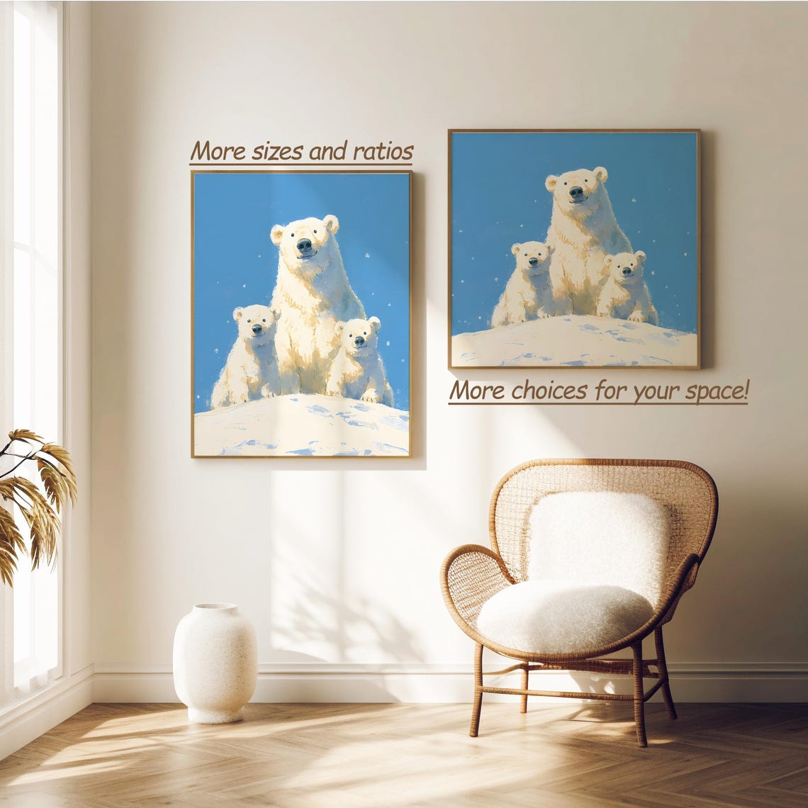 Polar Bear Family Illustration Of Polar Bear Wall Art Of Animal Nursery Print Of Birthday Gift Of Polar Bear Wall Dcor - Image 2