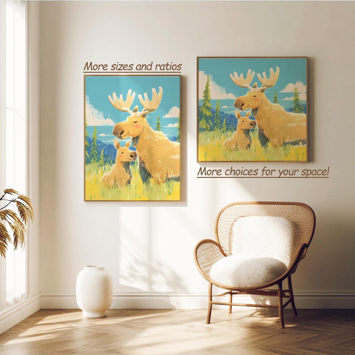 Elephant and Giraffe Friendship Nursery Art Print - Image 2