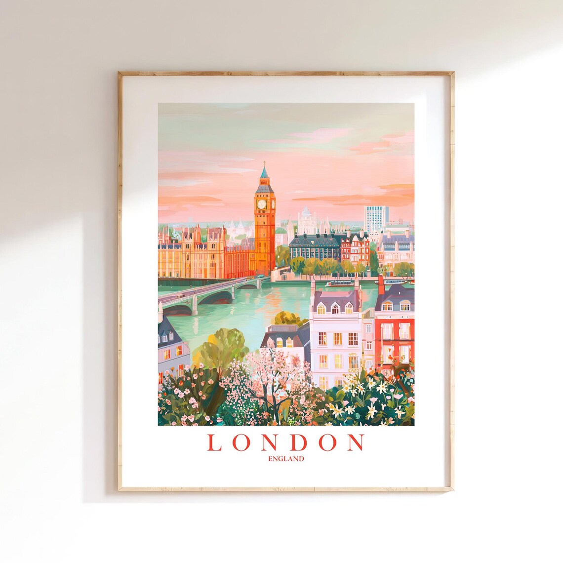 London Travel Print, Big Ben England Skyline