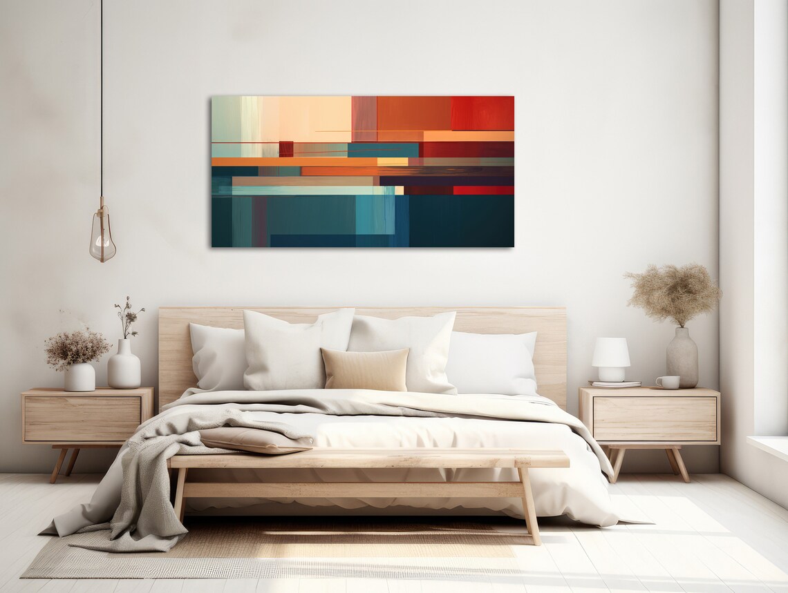 Geometric Abstract Art Print, Vintage Modern Panorama - Image 2